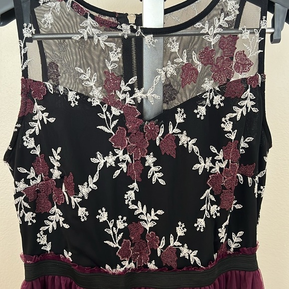 Juniors Speechless floral mesh black wine plum color floral dress women size XL - Picture 3 of 10